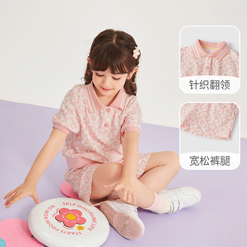 jellybaby宝宝夏季衣服儿童粉色夏装小女孩衣服时髦6运动套装女童-图1