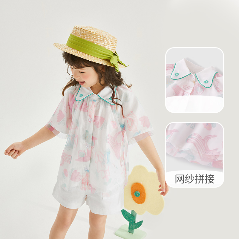 jellybaby宝宝衣服夏季2024新款时髦上衣女孩夏装3女童洋气小衬衫 - 图1