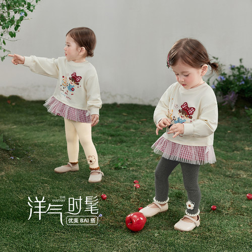 [7a抑菌]儿童打底裤女童春季针织长裤洋气时髦小宝宝裤子春装女孩 - 图3