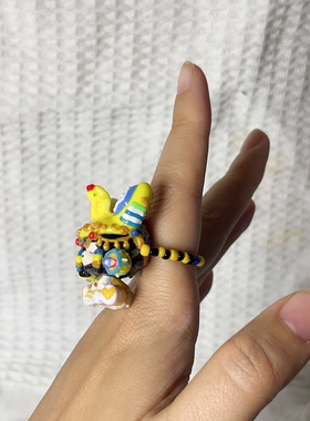 Sp哭娃萌粒正版改娃埃及风戒指手环原创DIY潮玩手工卡通手绘