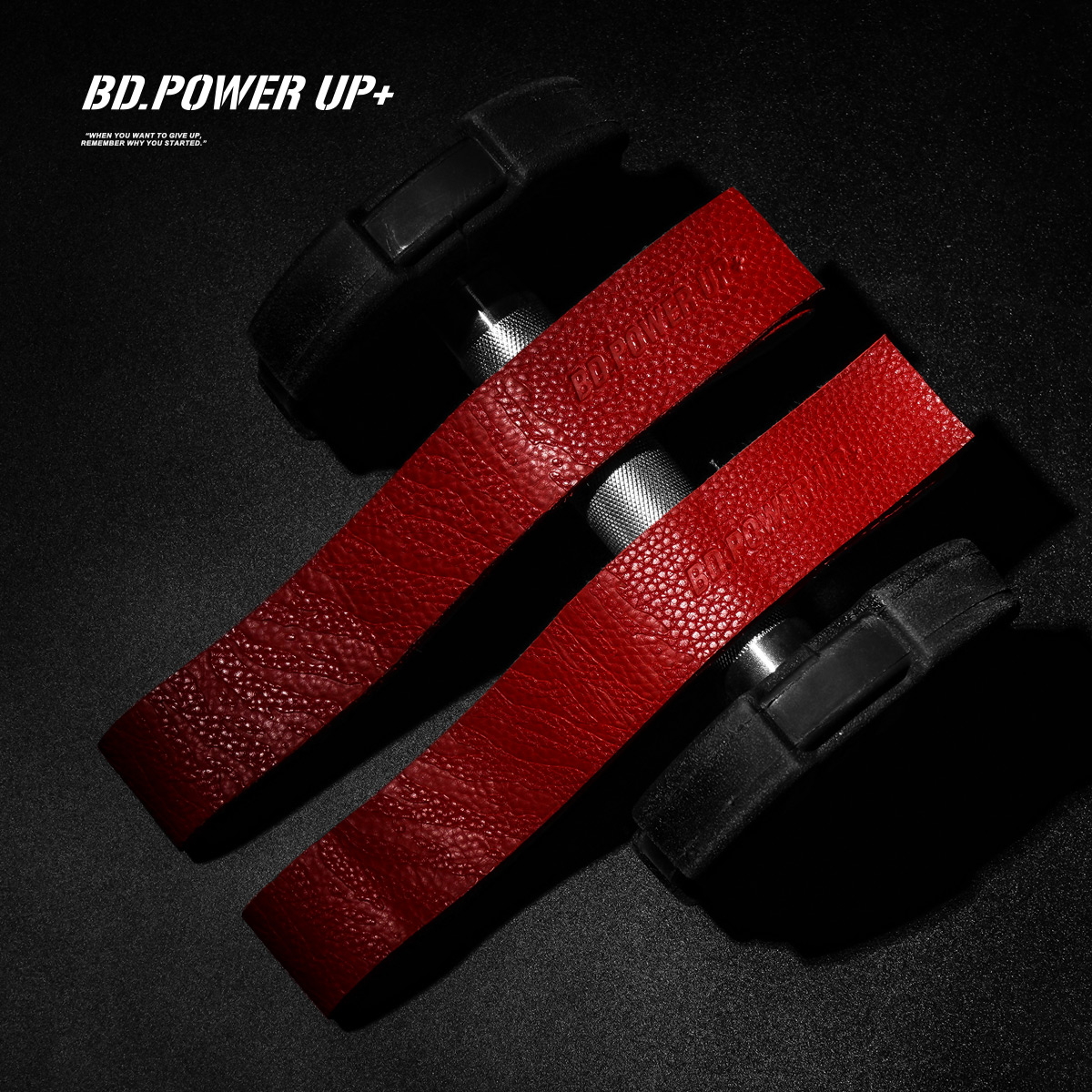 BD.POWER UP+虎纹牛皮助力带引体向上卧推硬拉防滑护腕男健身 - 图2