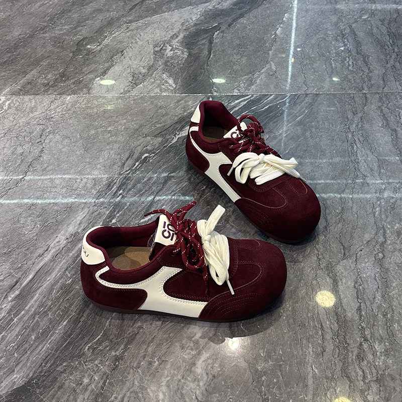 小众双色带~真皮内增高丑萌德训鞋女2025秋款复古拼色休闲阿甘鞋,淘宝优惠券,粉丝福利购,淘宝优惠卷