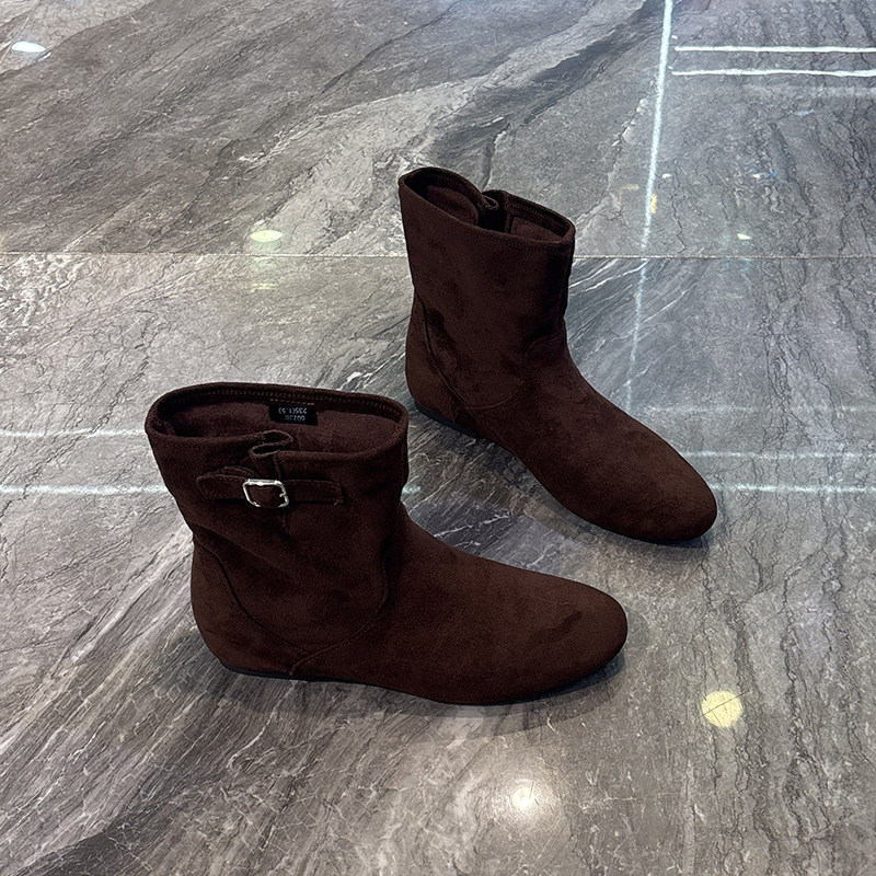 潮酷~韩系尖头西部牛仔靴女2025秋新款轻便平底瘦瘦靴气质时装靴,淘宝优惠券,粉丝福利购,淘宝优惠卷