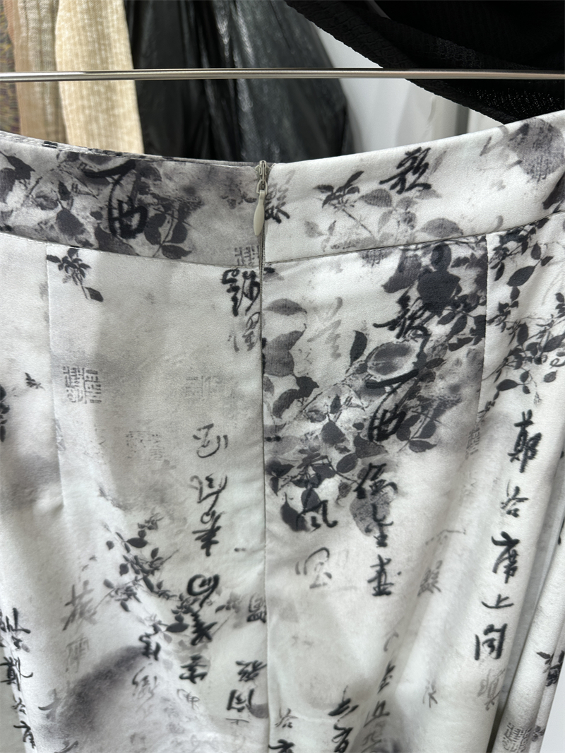 新中式国风改良设计感旗袍两件套水墨画连衣裙高级感套装半裙子女