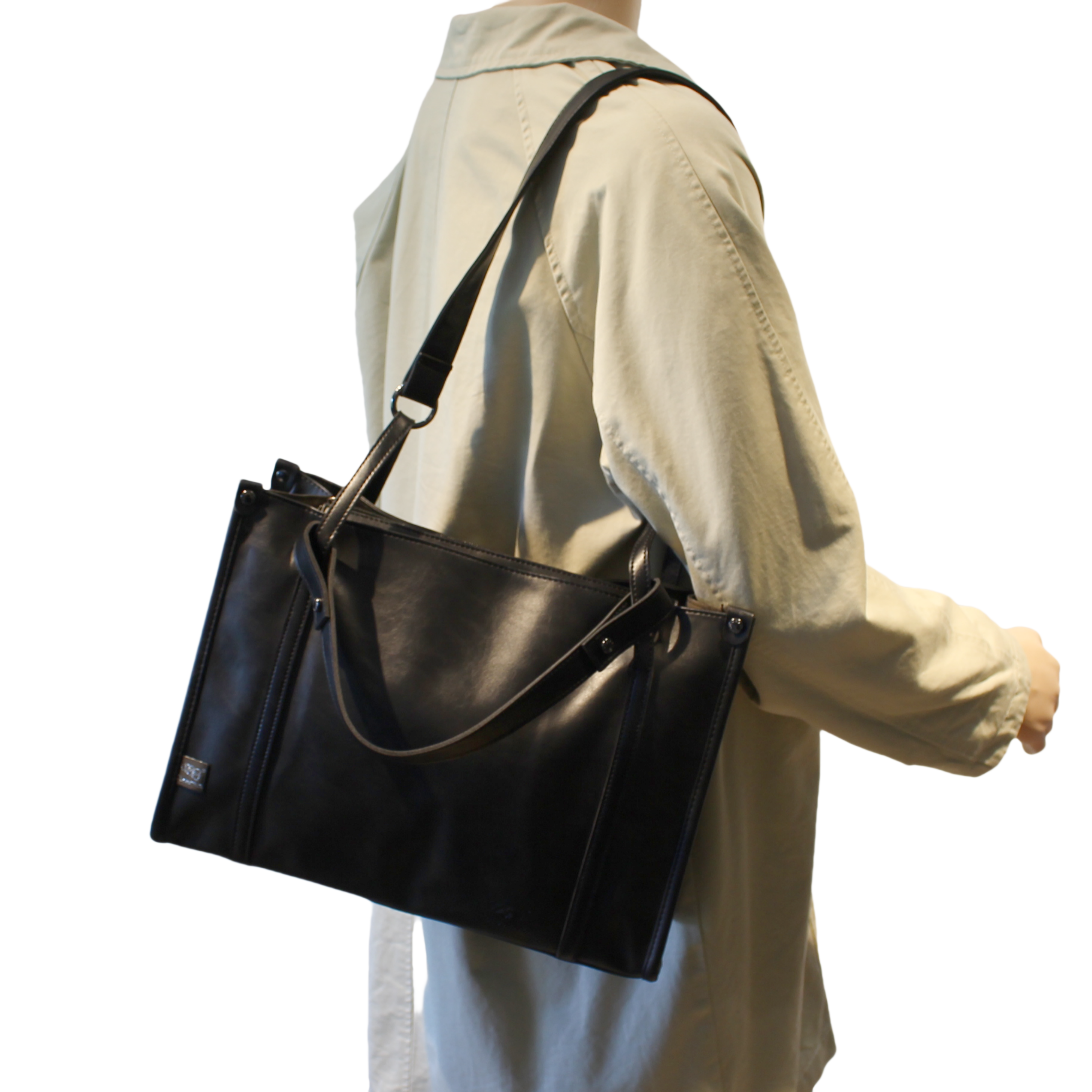 ThreeBox潮牌大容量单肩包男女简约ins风通勤电脑包平板包托特包 - 图3