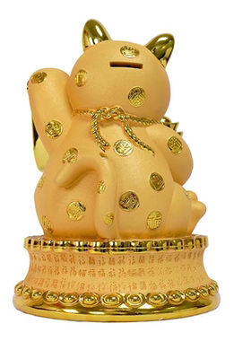 八方进宝绒沙金招财猫摆件 存储功能收银台店铺开业礼物乔迁新居