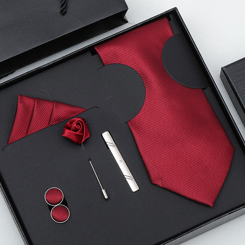 六件套男领带结婚新郎男正装商务韩版8CM手打款红色黑色蓝色条纹,淘宝优惠券,粉丝福利购,淘宝优惠卷