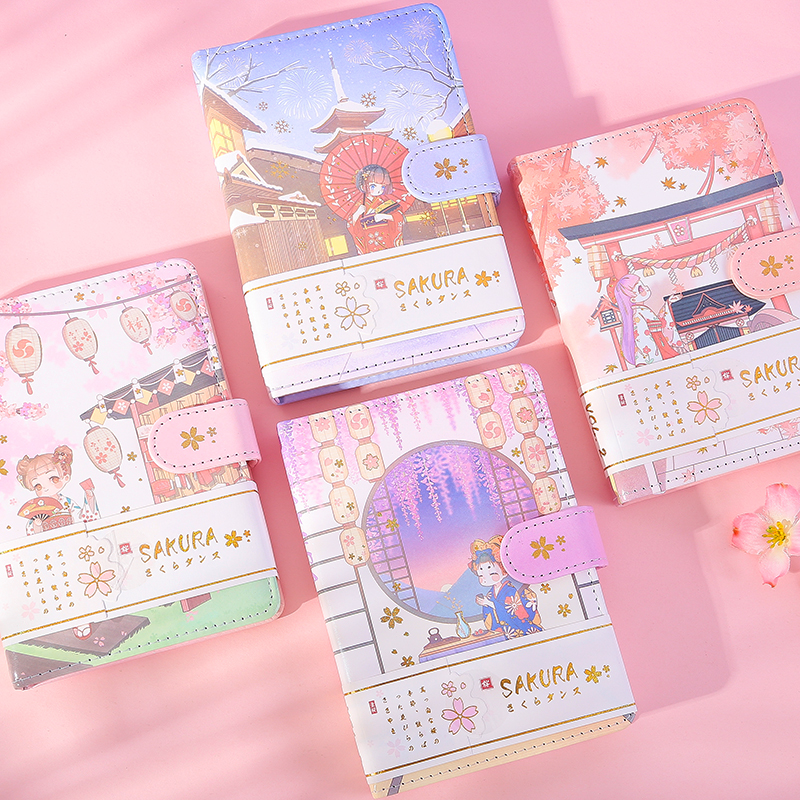 50k手账本可爱少女心日记本简约ins风清新笔记本子卡通便携随身小号手帐创意网红磁扣本超萌彩页学生记事本