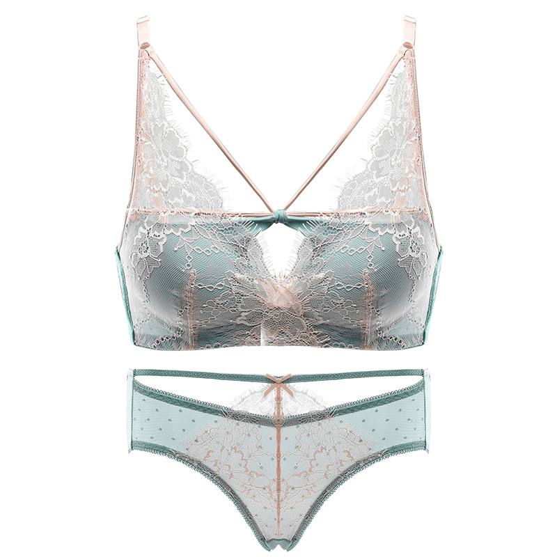 性感蕾丝无钢圈上托显胸大套装内衣 芬格美文胸