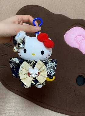 日本JCKNBJ黑色和服高级感kitty包包挂件哈喽kt毛绒公仔钥匙扣