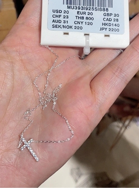 bm女生纯银十字架项链