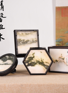 中式仿古明式紫光檀嵌云石