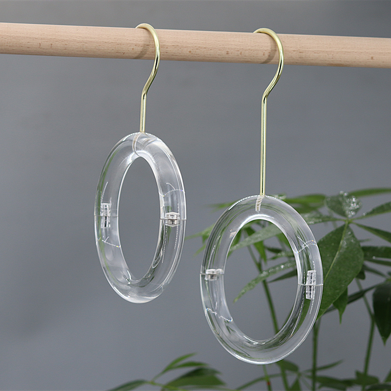 木纹圆环圈圈挂钩 服装店牛仔裤圆形亚克力围巾架木环可打开衣架S - 图0