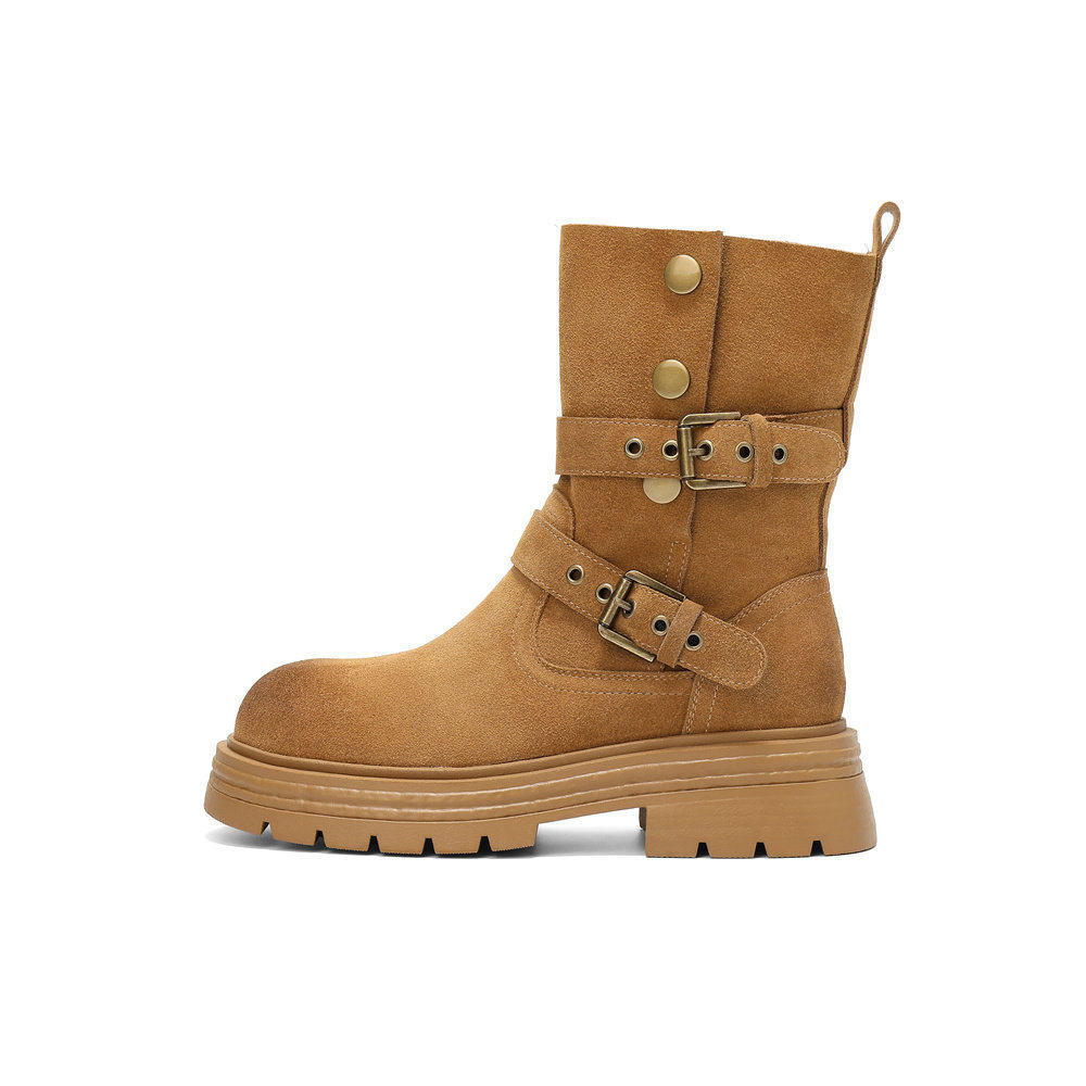 森达废土风堆堆靴中长筒靴女25复古厚底美拉德西部牛仔靴ZTI22DZ5,淘宝优惠券,粉丝福利购,淘宝优惠卷