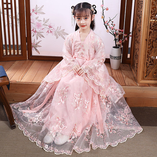 汉服女春秋款唐装古风超仙樱花公主中国风连衣裙襦裙古装夏演出服 - 图2