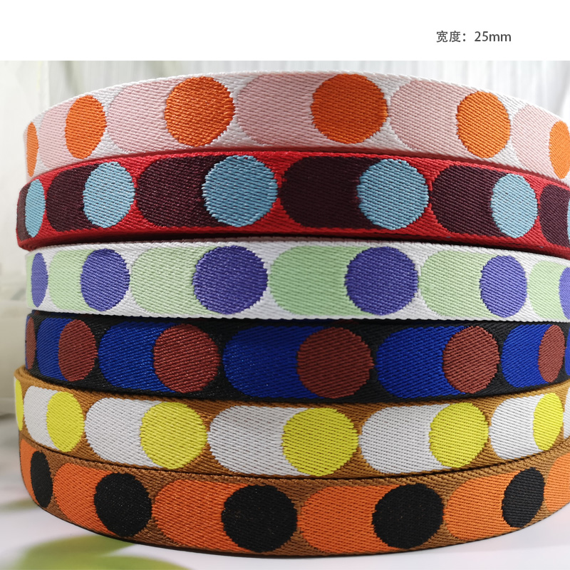 潮款25mm条纹波点提花色织涤纶织带加厚diy手袋肩带手拎带辅料,淘宝优惠券,粉丝福利购,淘宝优惠卷