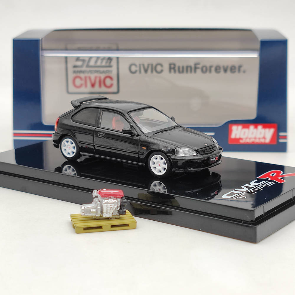 Hobby Japan 1/64本田Civic思域Type R 6代 EK9合金车模碳纤维-图1