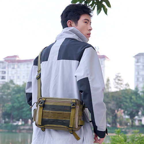 户外出行男士单肩斜挎包军迷战术胸包便携轻便放手机ipad平板腰包 - 图2