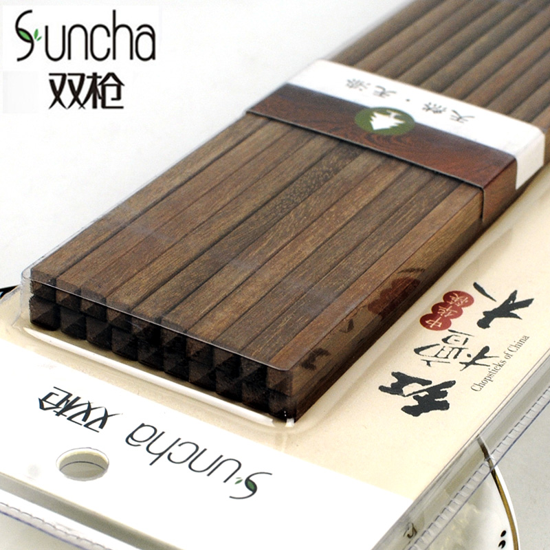 双枪红檀木中华筷子家用防滑无漆实木质快餐具酒店日式筷子KZ2037 - 图2
