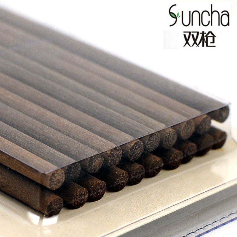 双枪红檀木中华筷子家用防滑无漆实木质快餐具酒店日式筷子KZ2037 - 图3