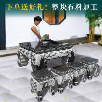 Stone Table Stone Bench Courtyard Garden Natural Stone Turquoi Imitation Ancient Make Old Tea Table Tea Table Outdoor Landscaped Villa Swing