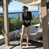 Купальник для плавания, черный лонгслив с молнией, по фигуре