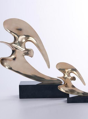 环球悦生活软装设计样板房间创意金色树枝展单翼小鸟现代简约摆件