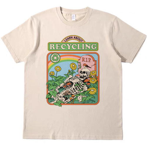 和你的猫说话 美式搞怪复古vintage短袖男女情侣T恤纯棉teeshirt - 图3