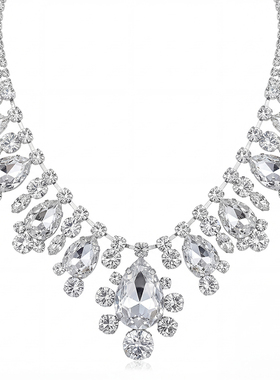 巴洛克水钻银色锁骨链高级感