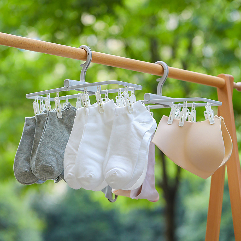 日本晾衣架多夹子可折叠便携袜子晾晒神器婴儿宝宝内衣内裤晾袜架,淘宝优惠券,粉丝福利购,淘宝优惠卷