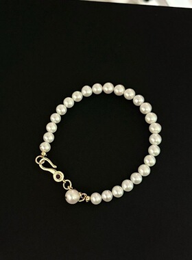 新品龙虾扣手链 5-6mm淡水珍珠14k注金“红宝”龙虾扣简约贵气