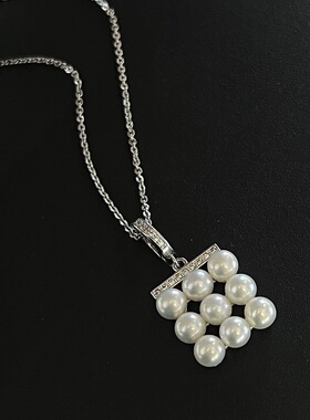 九宫格项链5MM左右天然高品质淡水珍珠14k注金网红新品大气锁眼款