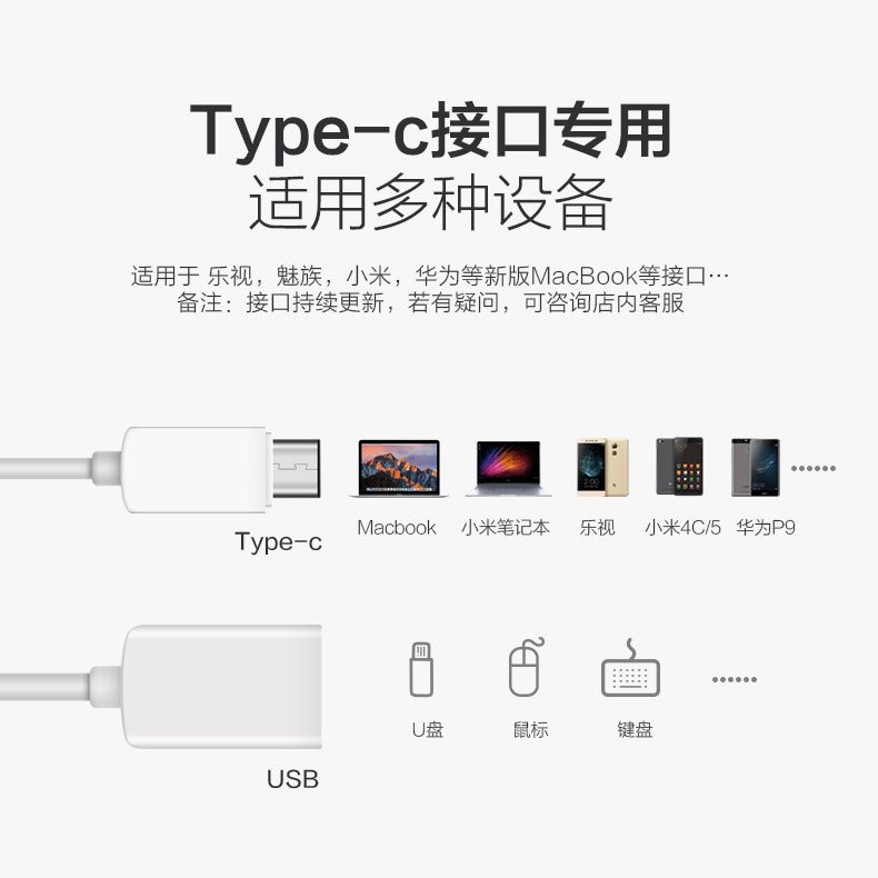 OTG转接头typec安卓手机接U盘 USB3.0电脑车载多功能type-c转换线