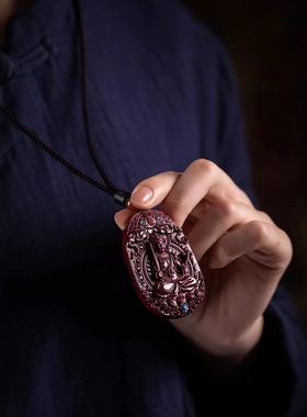 紫金砂朱砂八大守护神吊坠本命佛十二生肖挂件低含量镶嵌款朱砂