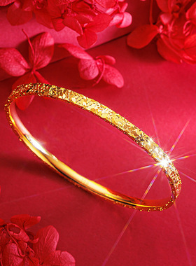 网红款三面碎冰纹手镯手环 感镀k金保色爆闪设计感碎冰冰手镯