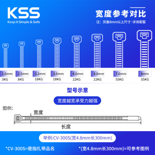 KSS尼龙扎带白色工业级耐寒自锁束线带UL认证台湾凯士士进口扎带 - 图2