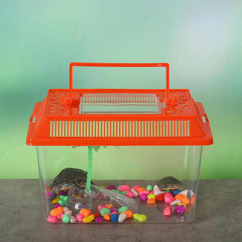 小乌龟饲养盒超白鱼缸塑料手提小金鱼缸客厅乌龟盒子中小型乌龟缸 - 图2