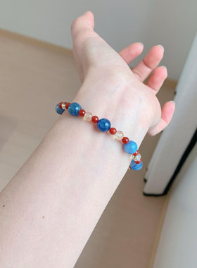 红蓝撞色串珠手串气质送闺蜜礼物