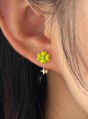 绿色四叶花星星戒指高级感食指戒