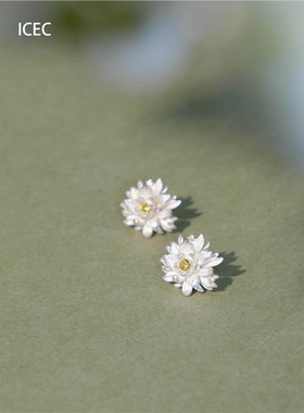 银色昙花耳钉高级感独特漂亮耳环