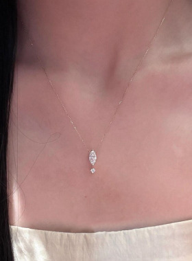 爆闪水滴项链女时尚小众设计感