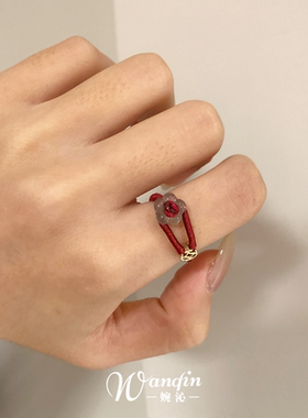 有钱花~红绳编织戒指女气质百搭