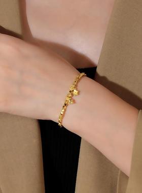 超闪金色碎冰冰铃兰花手链女款