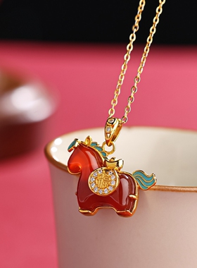 马上有钱仿红玛瑙项链新年颈链