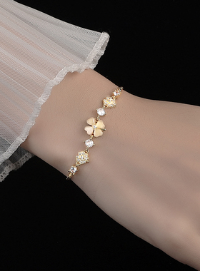 925纯银四叶草手链女小众设计