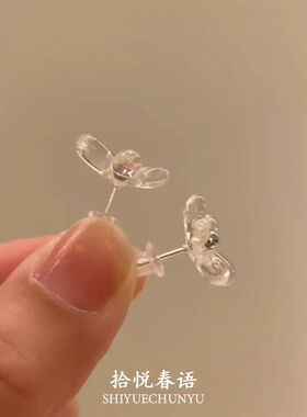 清透花朵耳钉独特漂亮耳环高级感