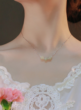 925纯银和田玉女轻奢小众锁骨链