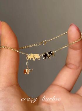 金色小象手链轻奢小众精致高级感