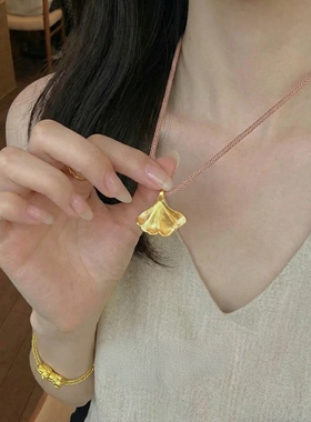 金色银杏叶项链女时光精致颈链
