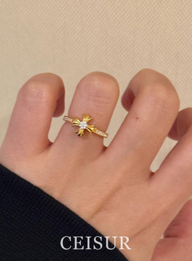 十字架排钻戒指女2025新款